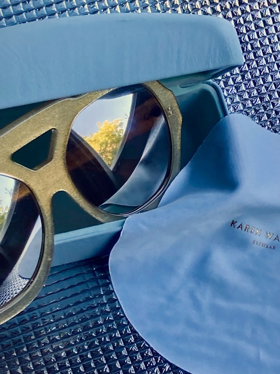 Karen Walker Huge Aviator Sunglasses Visible Collection 2014 - gold w/ case